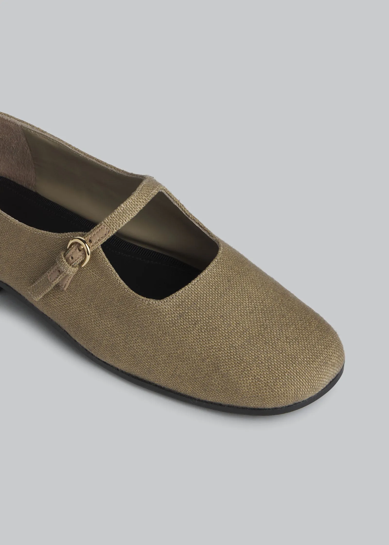 Square Toe Mary Jane in Cotton Canvas - Sage