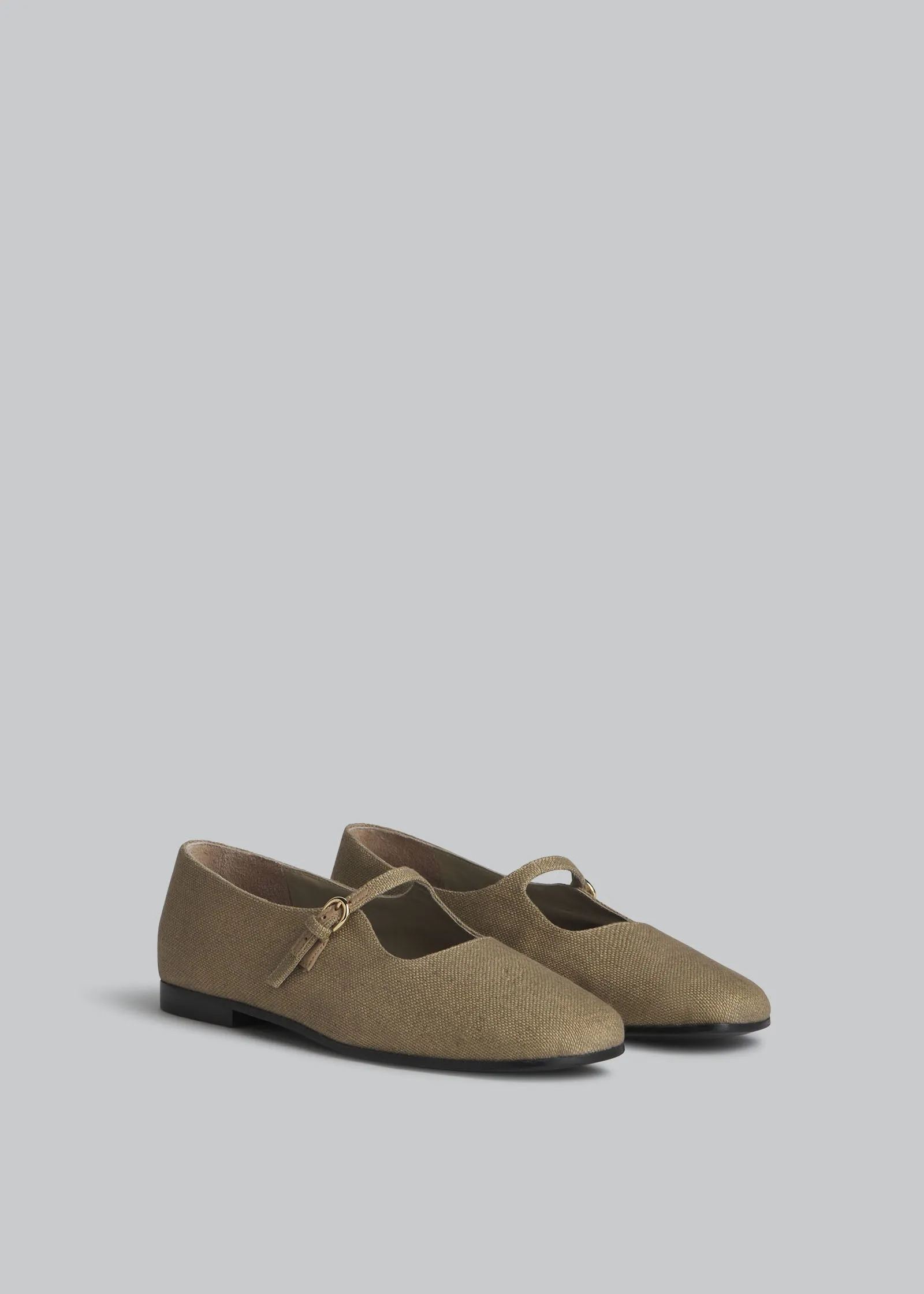 Square Toe Mary Jane in Cotton Canvas - Sage