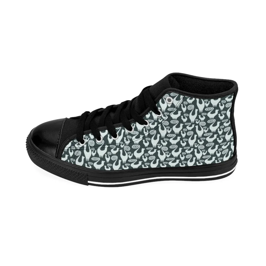 Steel Green Snooty Cats Women's High-top Sneakers