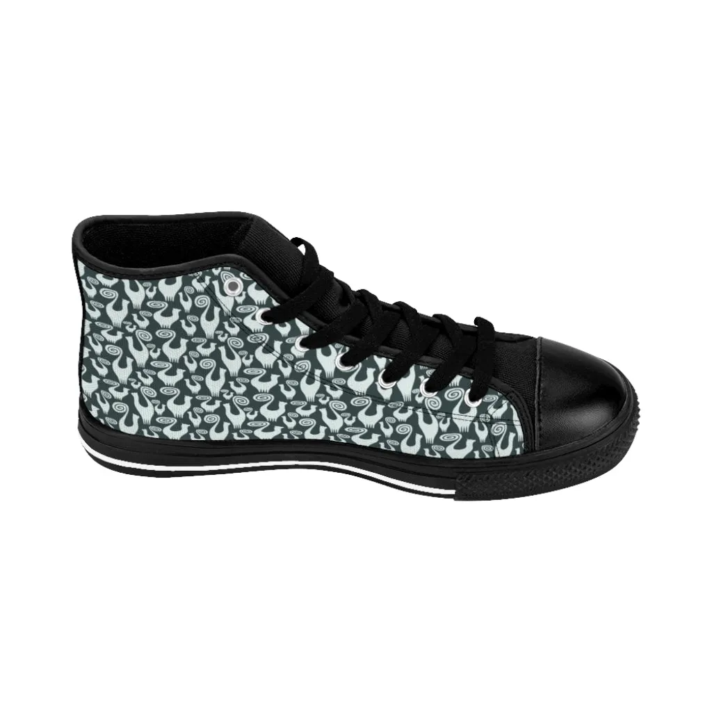 Steel Green Snooty Cats Women's High-top Sneakers