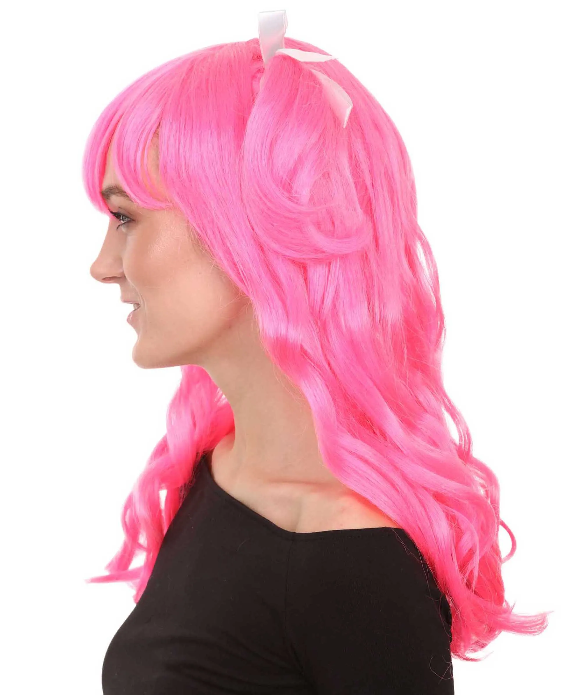 Womens Long Pink Pigtails Character Cosplay Halloween Wig | Premium Breathable Capless Cap