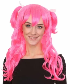 Womens Long Pink Pigtails Character Cosplay Halloween Wig | Premium Breathable Capless Cap